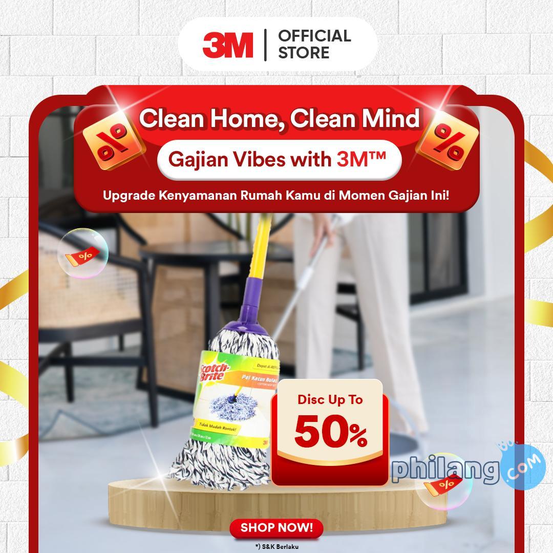 3M™ Scotch-Brite™ Pel Katun Bulat, Lebih cepat kering dan tahan lama