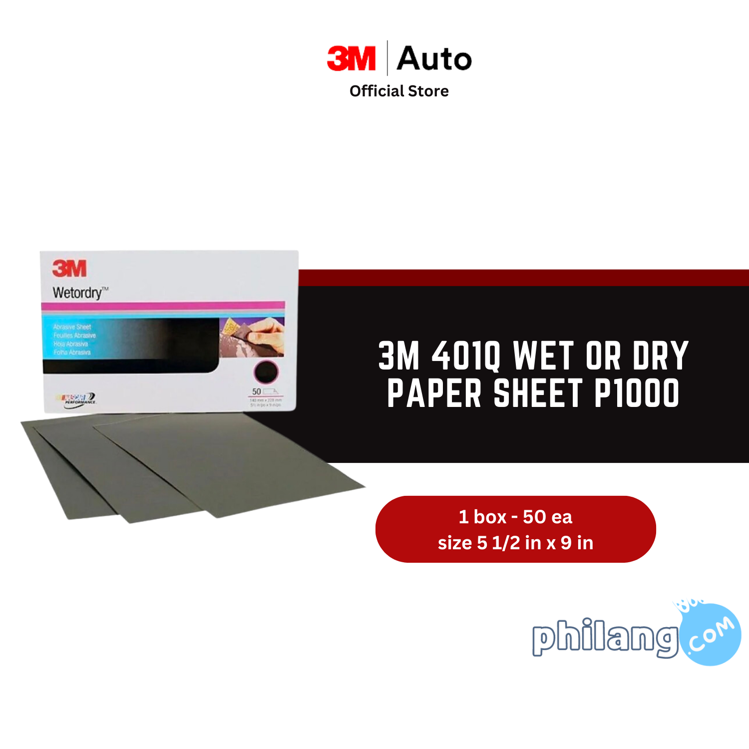 3M 401Q Wet or Dry Paper Sheet P1000 size 5.5 in x 9 in