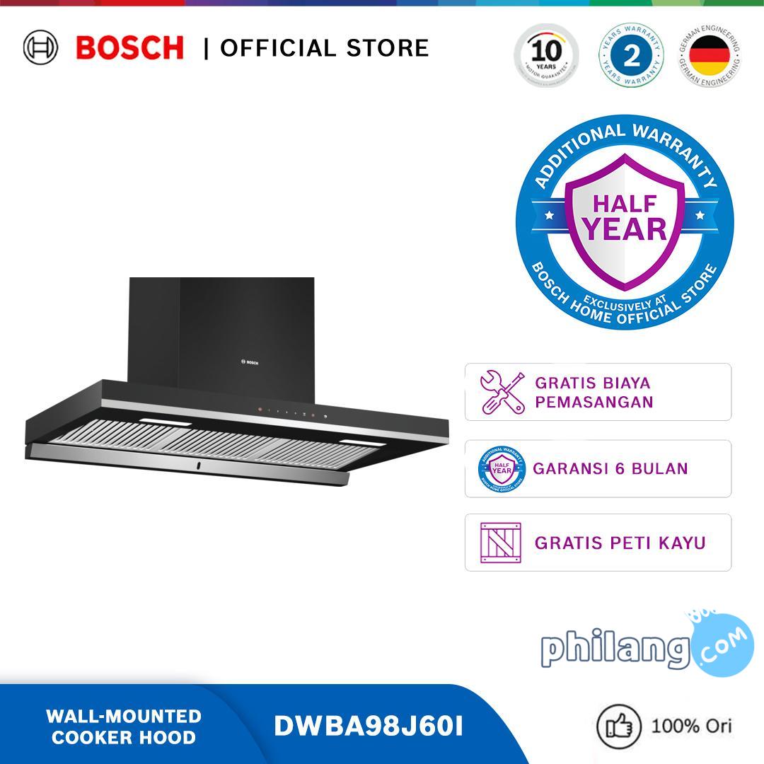 Bosch DWBA98J60I Wall-mounted Cooker Hood, 90 cm, Flat black Series 4