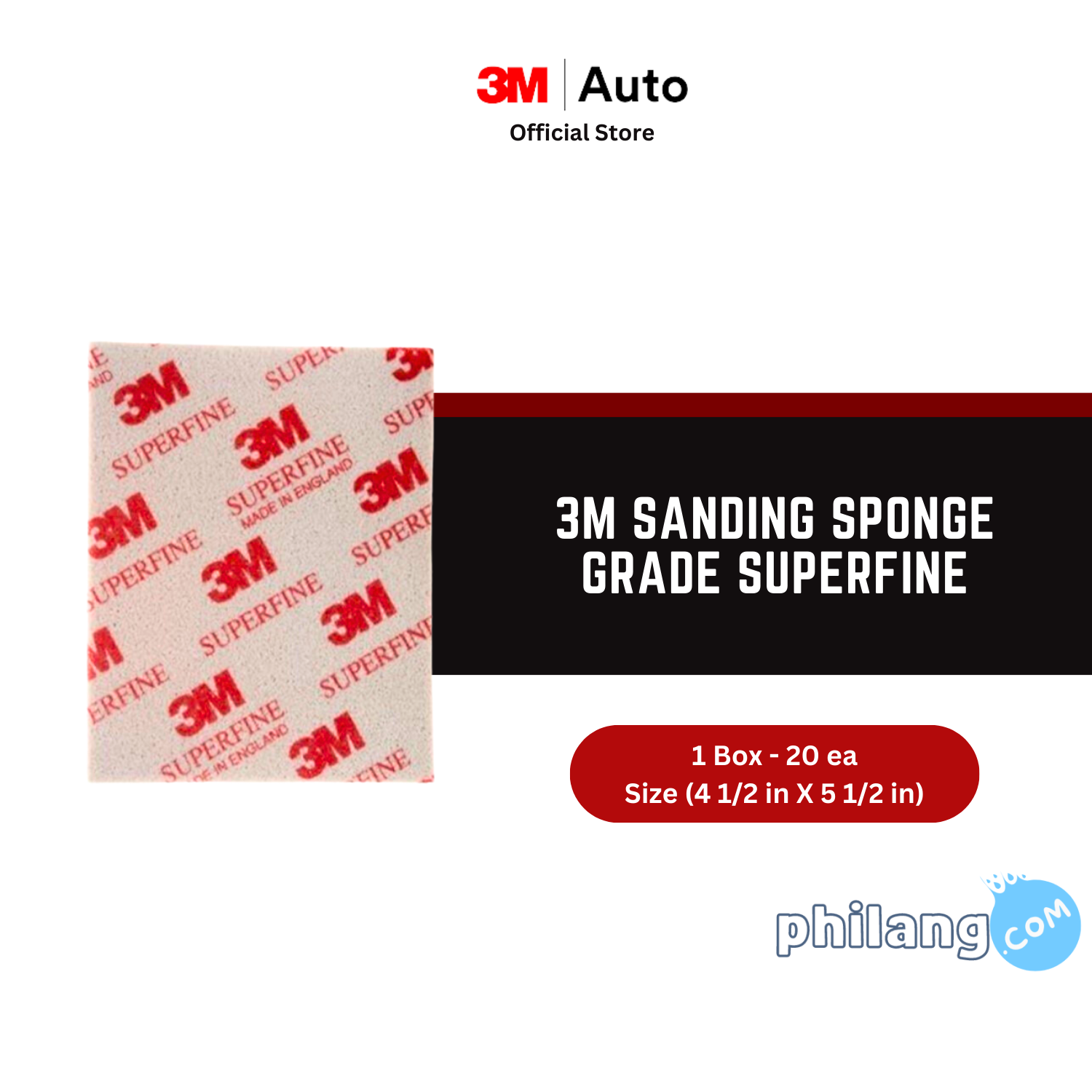 3M Sanding Sponge Grade Superfine size 4.5 inX 5.5 in 1 Box isi 20 sponge