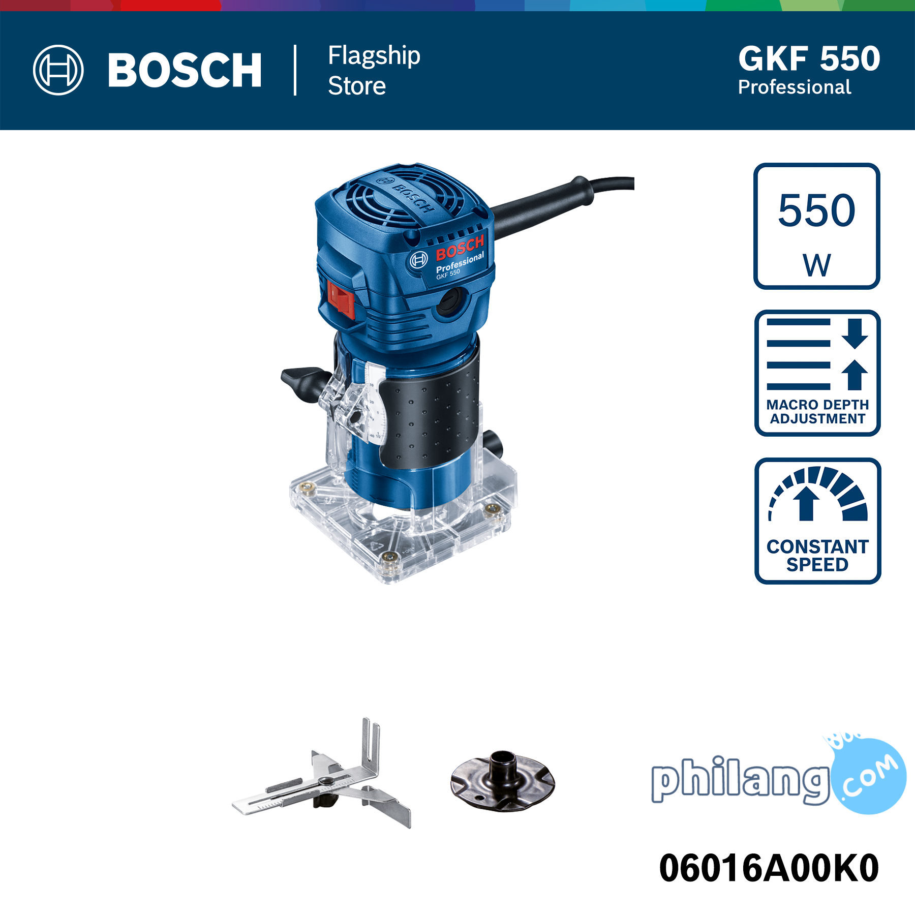 BOSCH Router Genggam 1 x 1/4" GKF 550 / Palm Router