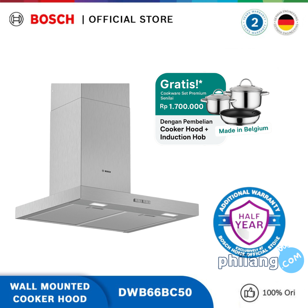 Bosch DWB66BC50 Wall Mounted Cooker Hood / Tudung Asap Serie 2 | 60 cm
