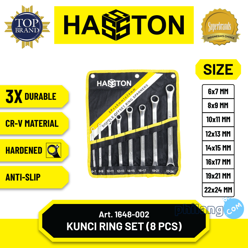 Hasston Kunci Ring Chrome Set 8 pcs (6-24mm) (1648-002)