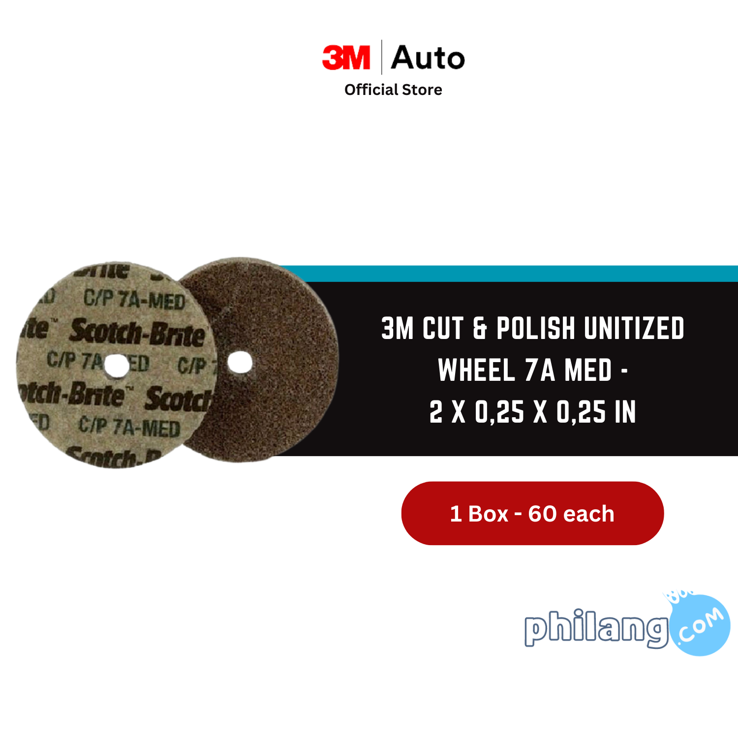3M Cut & Polish Unitized Wheel 7A MED - 2 x 0,25 x 0,25 in