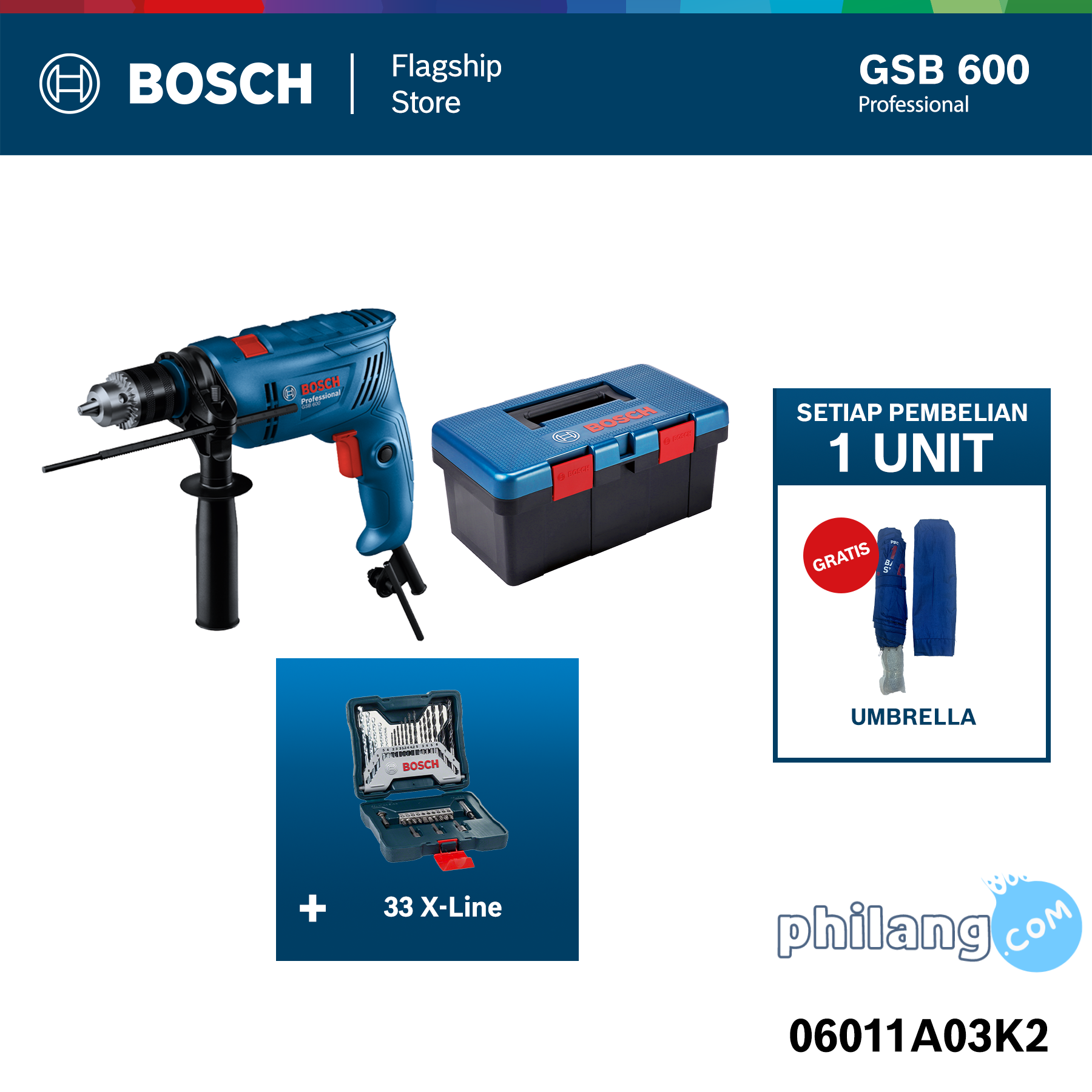 BUNDLING GSB 600 + X-Line 33 Pcs / Impact Drill with Accessories