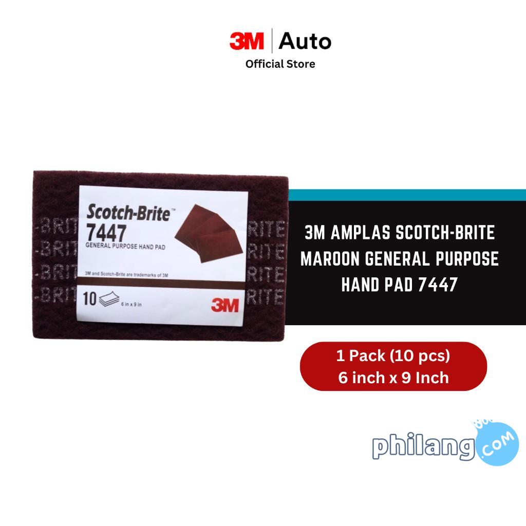 3M Scotch-Brite Maroon General Purpose Hand Pad 7447, 6 in x 9 in Amplas