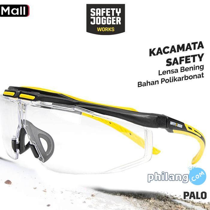 Kacamata Safety Jogger Palo Clear Polikarbonat Lensa Dust Protection Perlindungan Mata Extra Lebar