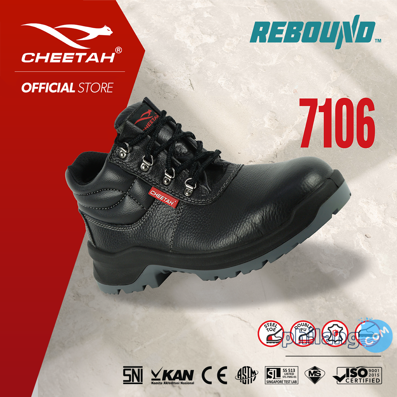 Sepatu Safety CHEETAH 7106H Safety Shoes S1 SRC Rebound