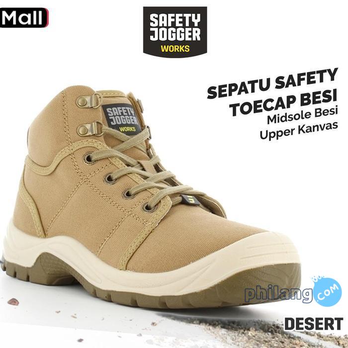 Sepatu Safety Jogger Works Desert 011 Brown S1P Sepatu Proyek Ujung Besi Anti Paku Anti Static ESD -