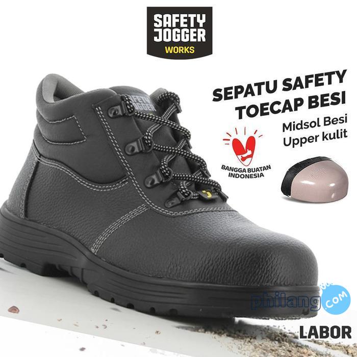 Safety Jogger Works Sepatu Safety Jogger Labor Kulit Perlindungan Kaki Tipe Labor Midsol Besi Upper
