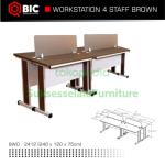 Meja Kerja Kantor partisi 4 staff QBIC brown - tanpa laci