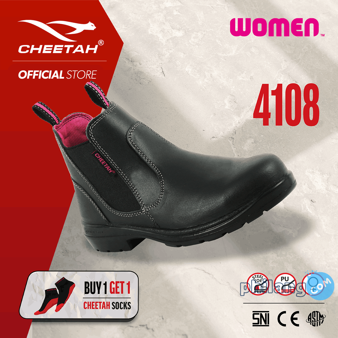 (Bonus Kaos Kaki) Sepatu Safety Cheetah 4108H Women