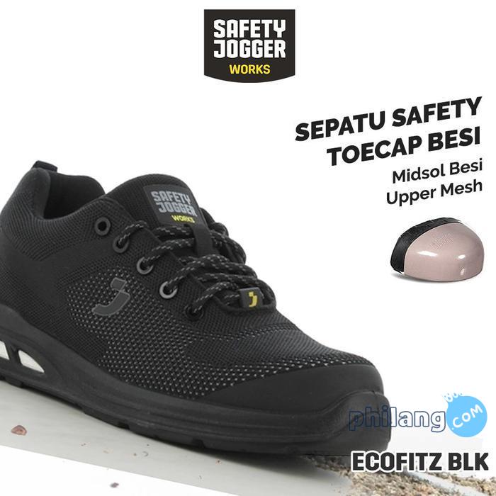 Sepatu Safety Jogger Works Ecofitz S1P Black Breathable Upper Anti Slip Steel Toecap Anti Static ES