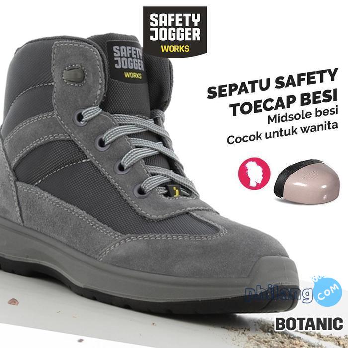 Sepatu Safety Jogger Botanic Wanita Toecap Besi Midsole Anti-Penetrasi SRC Anti-Statik ESD Tahan Min