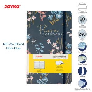 Buku Tulis Catatan Bergaris Ruled Notebook Joyko NB-726 Flora - Dark Blue