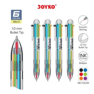 Ball Pen Pulpen Pena Joyko BP-385 Sito 2 1.0 mm 6 Warna Colors