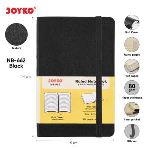 Notebook Buku Tulis Catatan Diary Agenda Joyko Soft Cover - A6-Ruled Black