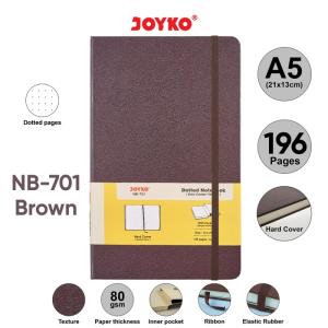 Notebook Buku Tulis Catatan Diary Agenda Joyko Hard Cover - A5-Dotted Brown