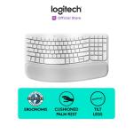 Logitech Wave Keys Keyboard Ergonomic Wireless Bluetooth dan Palm Rest - Off White