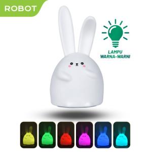 ROBOT Lampu Malam Silikon RT-NL01 Model Kelinci Lucu Lampu Warna-Warni