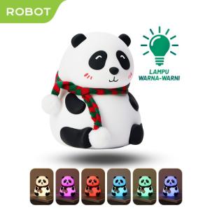 ROBOT Lampu Malam Silikon RT-NL01 Model Panda Lucu Lampu Warna-Warni