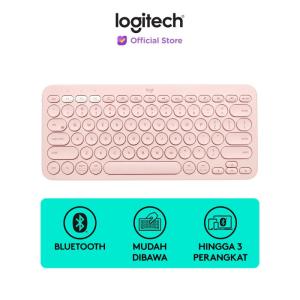 Logitech K380 Keyboard Wireless Bluetooth Multi-Device - Merah Muda