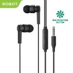 ROBOT Wired Headset RE702 3D Subwoofer Earphone TPE Solid Original - Garansi 1 Tahun - Hitam